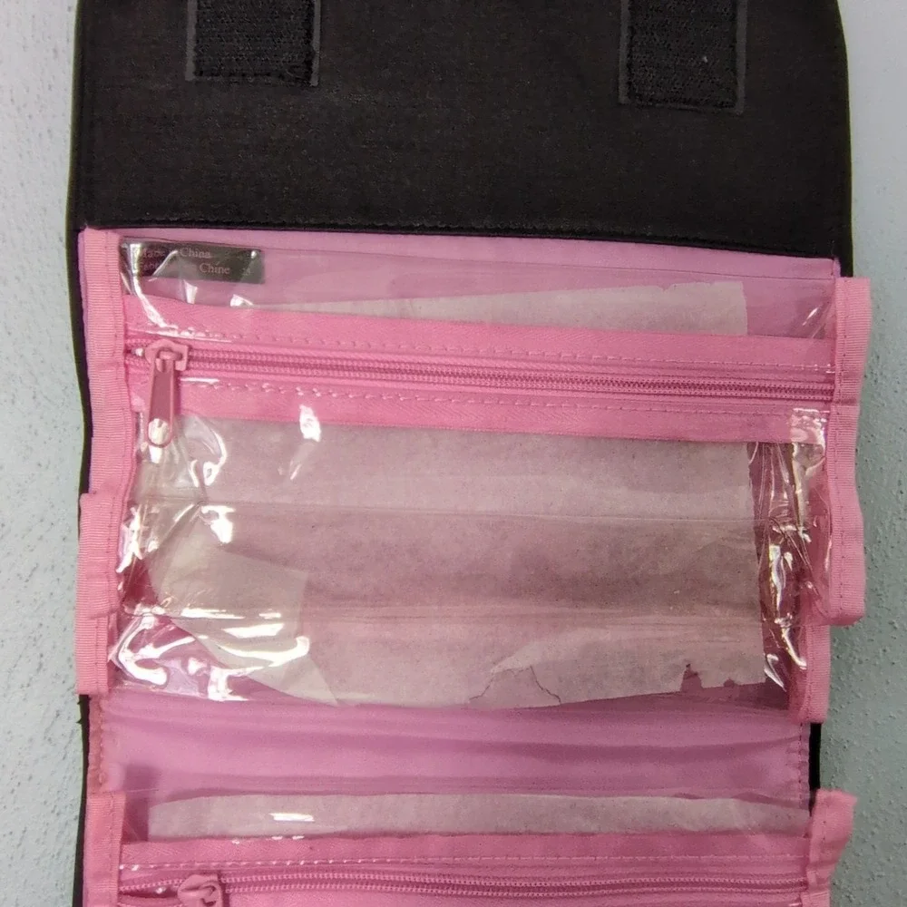 Mary Kay Travel Cosmetic Bag Black Pink Hanging‎ Make Up Organizer Folding NEW